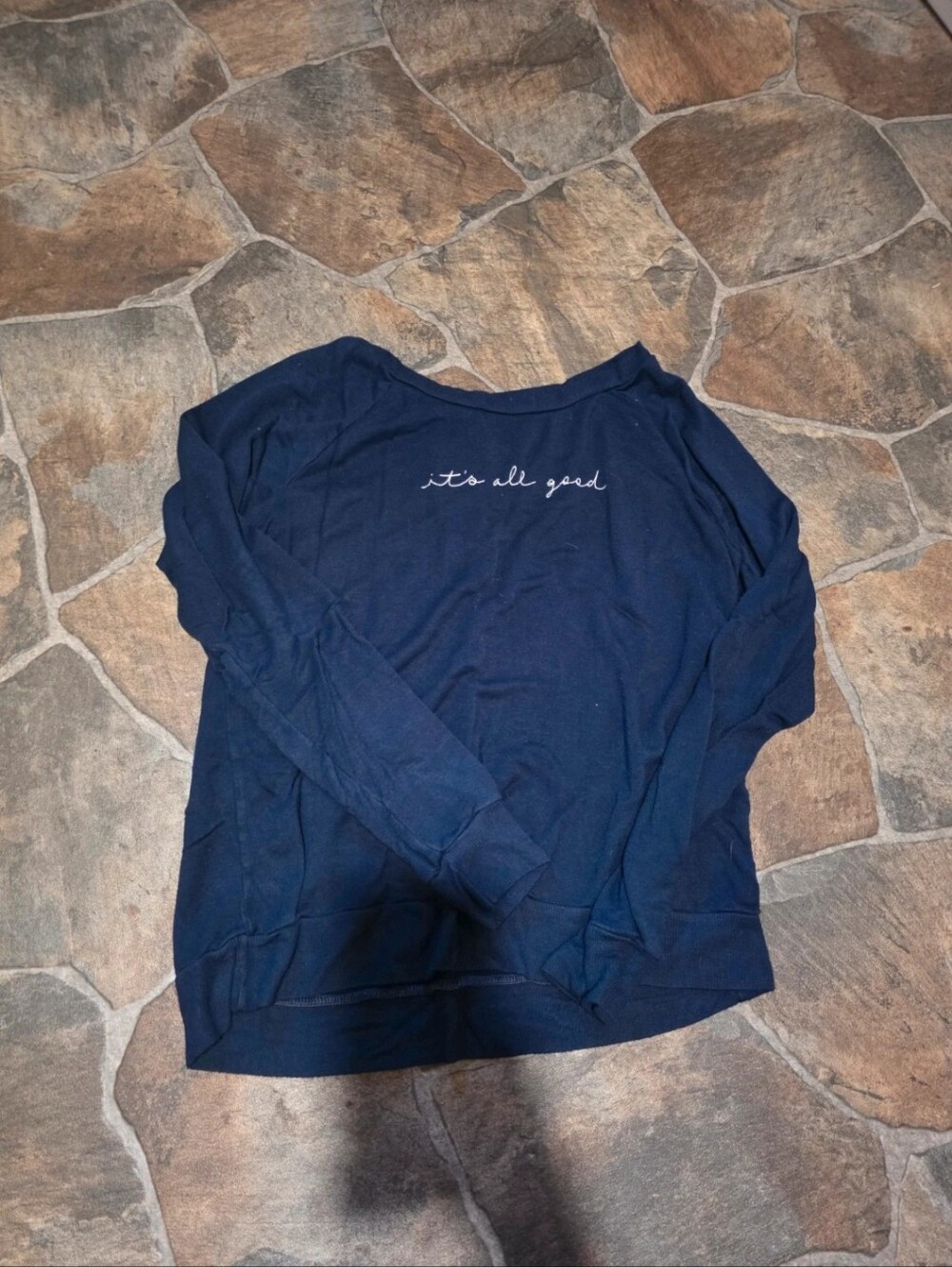 Navy Blue Long Sleeve Top - "it's all good"